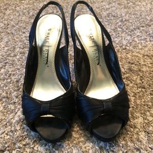 WHBM Black Sling Back Peep Toe Heels